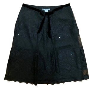 Ann Taylor Embellished Eyelash Lace Black Skirt Formal Holiday Event Womens 4